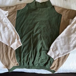 Vintage Color Block Mock Neck Sweatshirt